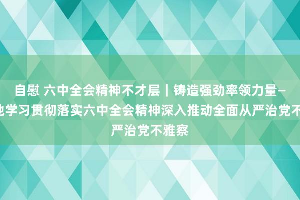自慰 六中全会精神不才层｜铸造强劲率领力量——各地学习贯彻落实六中全会精神深入推动全面从严治党不雅察
