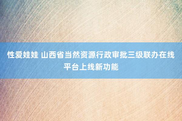性爱娃娃 山西省当然资源行政审批三级联办在线平台上线新功能