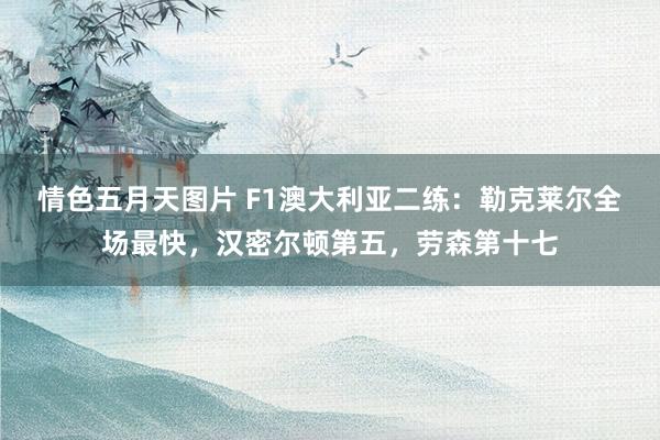 情色五月天图片 F1澳大利亚二练：勒克莱尔全场最快，汉密尔顿第五，劳森第十七